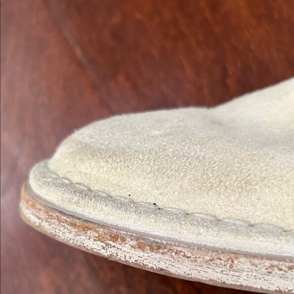 Women’s Marsell Cream Suede Lace-Up Shoes, Whitewash Stacked Heels, Size 9 - Picture 8 of 16